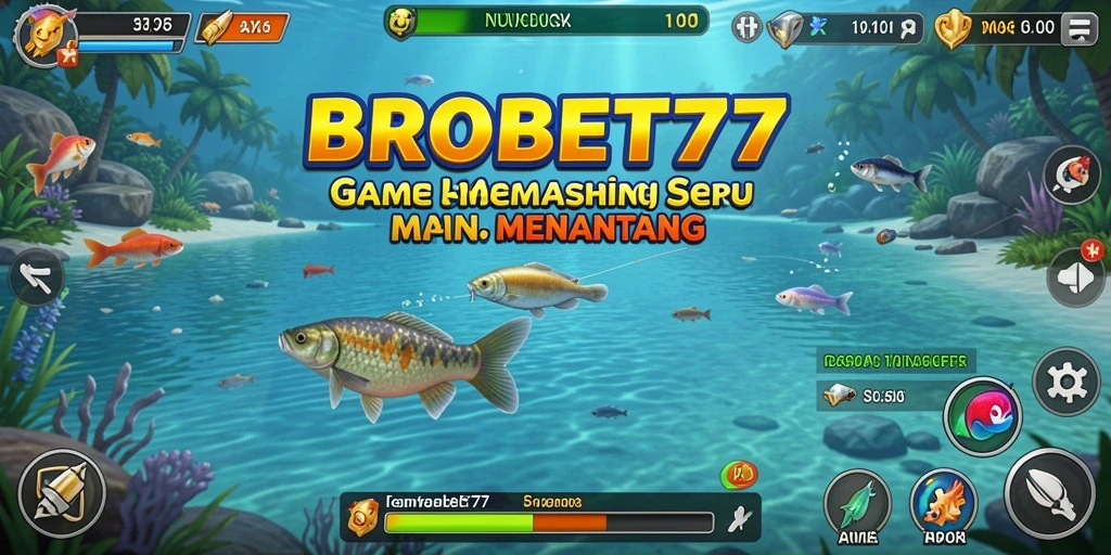 Tampilan gameplay BROBET77 dengan aksi memancing yang seru.
