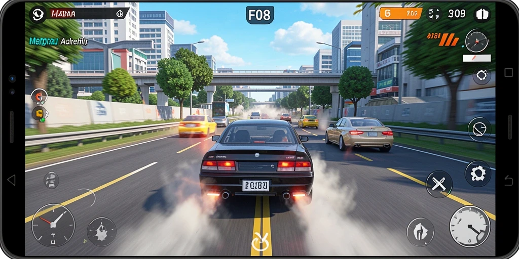 Gameplay seru dengan mobil balap kustomisasi yang menakjubkan.