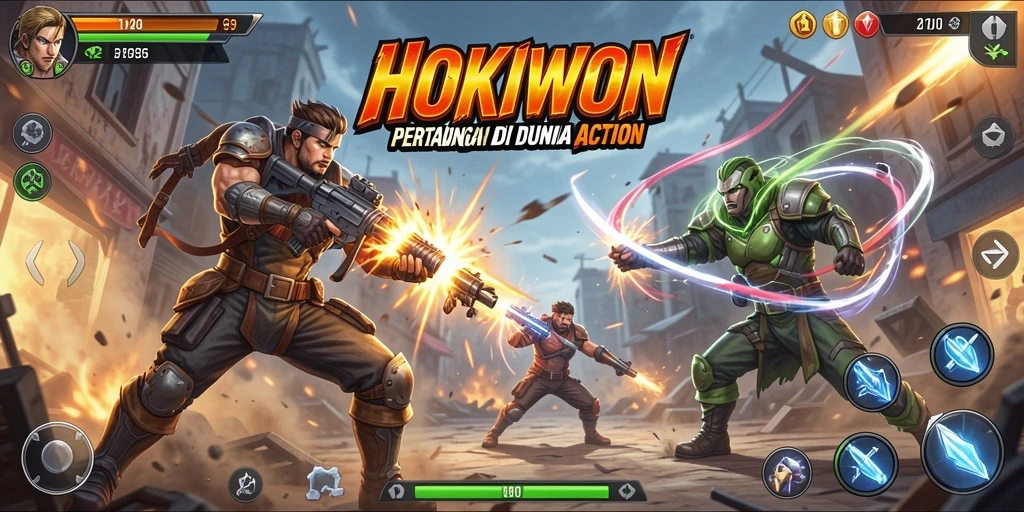Screenshot gameplay HOKIWON menampilkan aksi pertarungan yang mendebarkan.