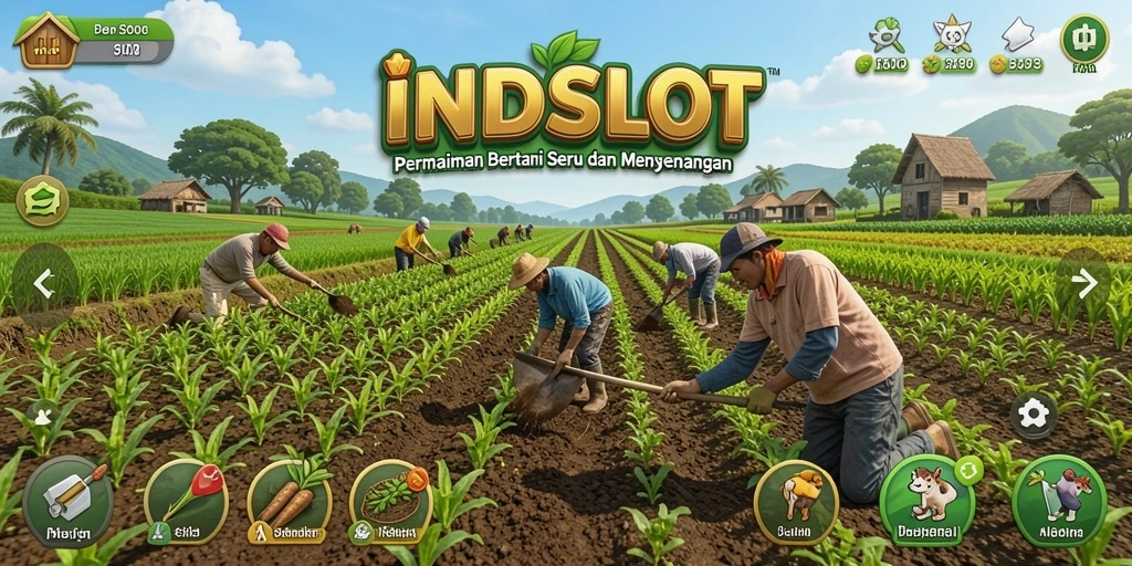 Tangkapan layar gameplay <strong>INDSLOT</strong> menampilkan aktivitas bertani yang menarik dan mendalam.