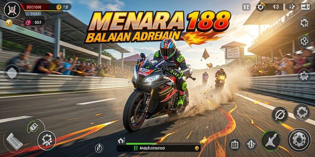 Tampilan gameplay MENARA188 dengan balapan motor yang menegangkan.